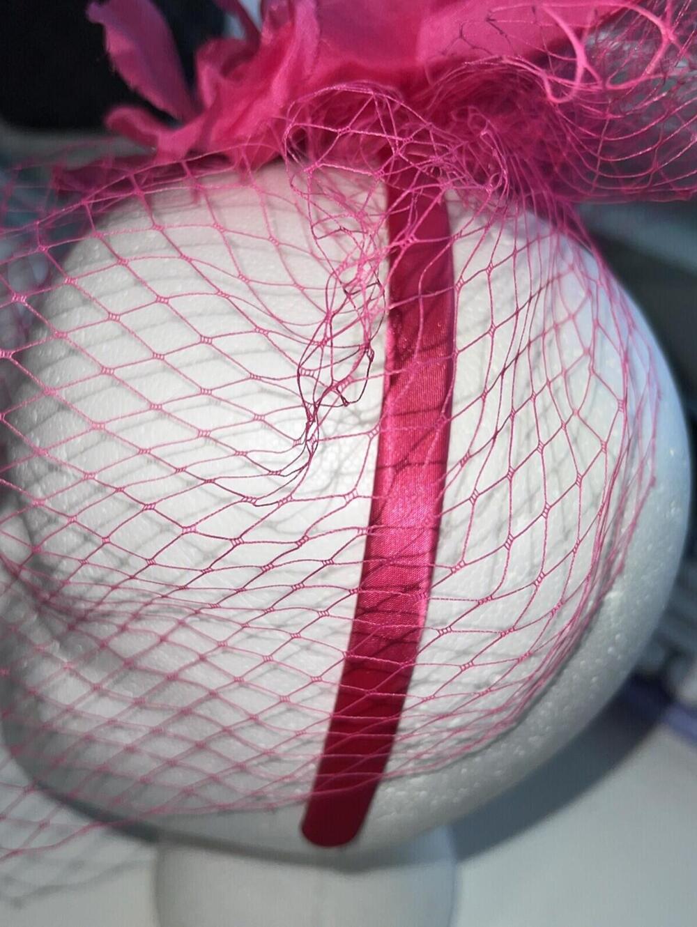 August Hats Feather Flower Fascinator, Fuchsia, NWT (O2) - Picture 2 of 5